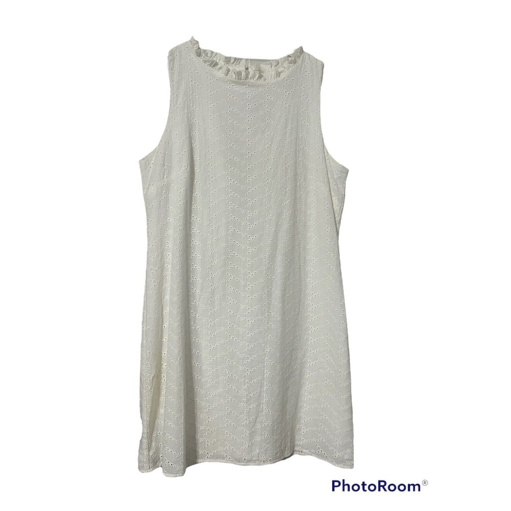 Sail to Sable Dress Women Large White Embroidered Sleeveless‎ Shift Dress